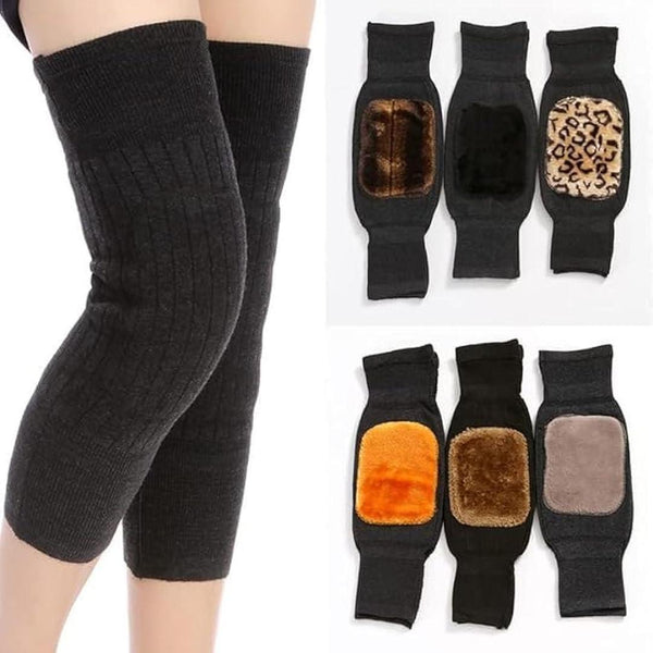 2 Pcs Adjustable Cashmere wool Knee Warmers -30° warm knee pads with strap